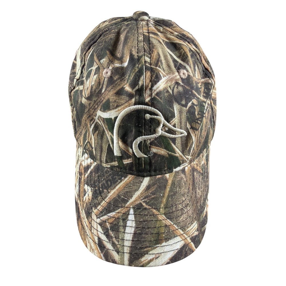 Ducks Unlimited Shadow Grass Blades Camo Baseball Strapback Hat Hunting Dad Cap